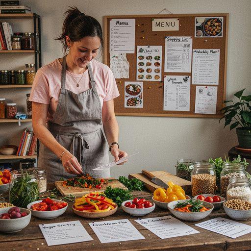 Pohled na pЕ™Г­pravu vegetariГЎnskГ©ho jГ­dla v kuchyni.